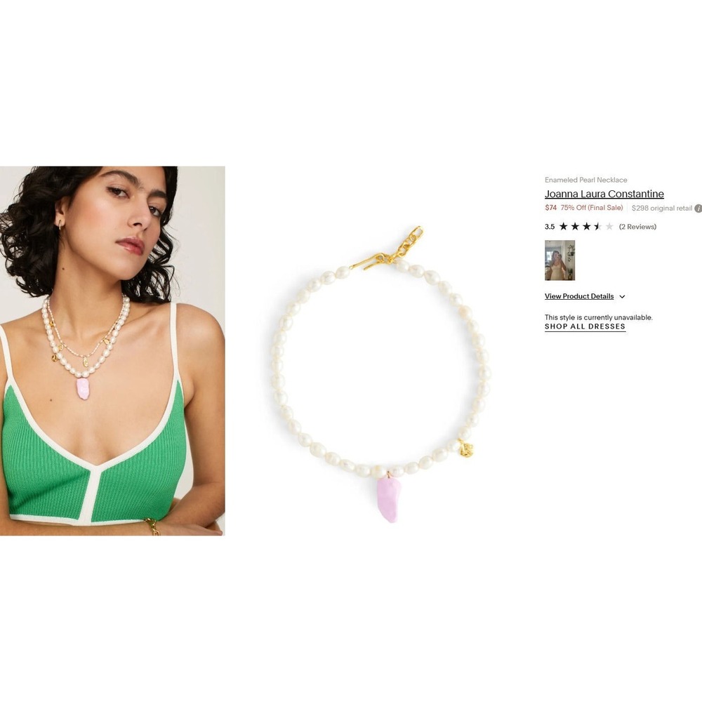 Joanna Laura‎ Constantine Pink Cultured Pearls 18k Gold Plated Necklace - $298